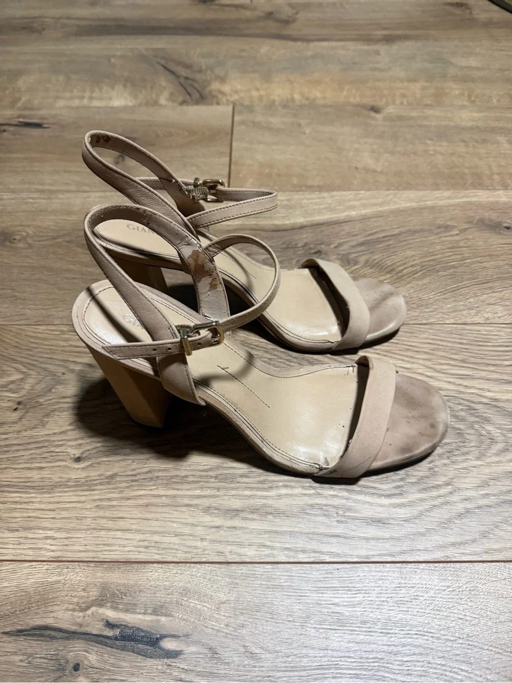 Gianni Bini Blush Beige Open-Toe Slingback Heels